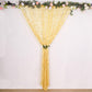 8ftx8ft Gold Embroider Sequin Event Curtain Drapes, Sparkly Sheer Backdrop Event Panel With Embroidery Leaf
