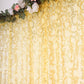 8ftx8ft Gold Embroider Sequin Event Curtain Drapes, Sparkly Sheer Backdrop Event Panel With Embroidery Leaf