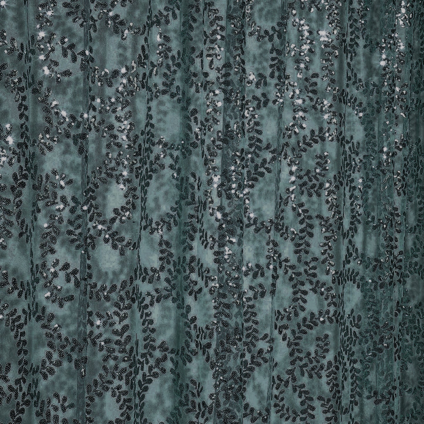 8ftx8ft Hunter Emerald Green Embroider Sequin Event Curtain Drapes, Sparkly Sheer Backdrop Event Panel With Embroidery Leaf