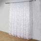 8ftx8ft Silver Embroider Sequin Event Curtain Drapes, Sparkly Sheer Backdrop Event Panel With Embroidery Leaf
