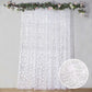 8ftx8ft Silver Embroider Sequin Event Curtain Drapes, Sparkly Sheer Backdrop Event Panel With Embroidery Leaf
