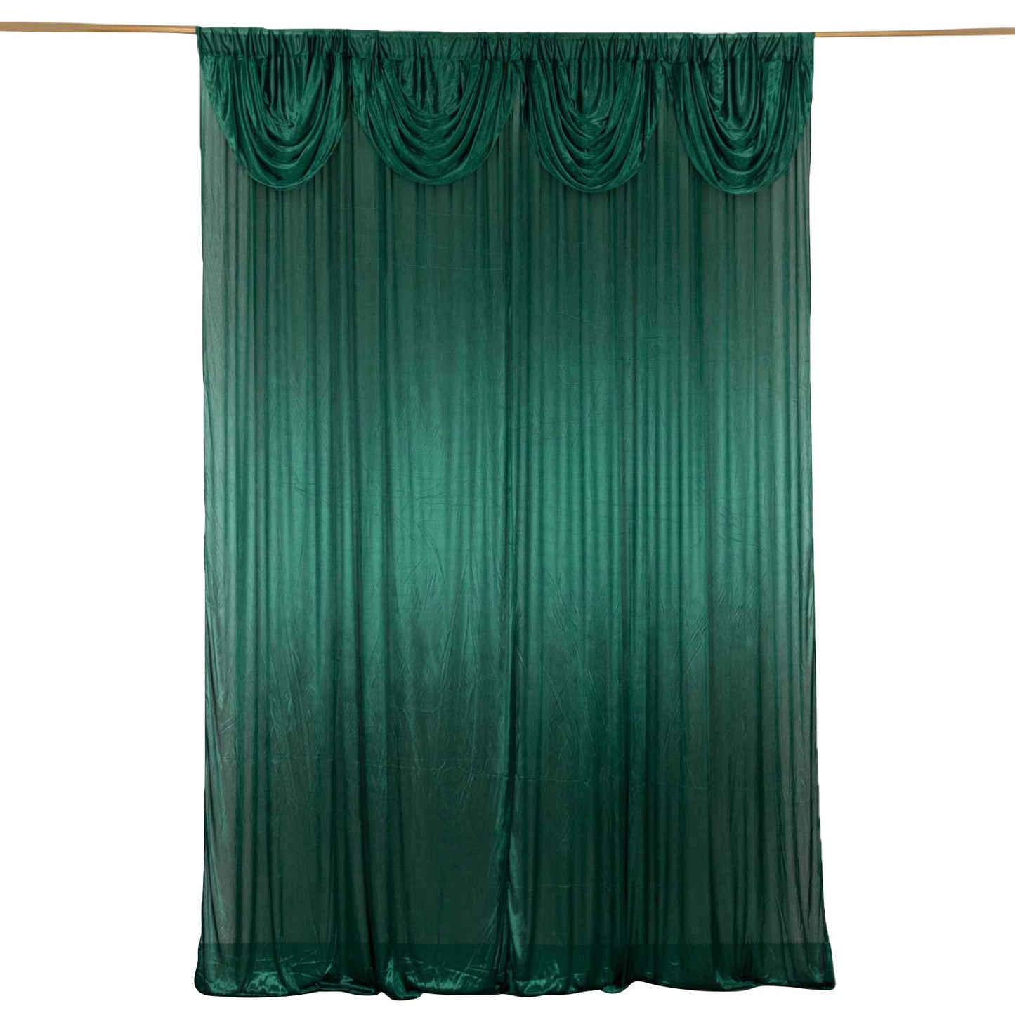 10ftx10ft Hunter Emerald Green Double Drape Pleated Satin Event Curtain
