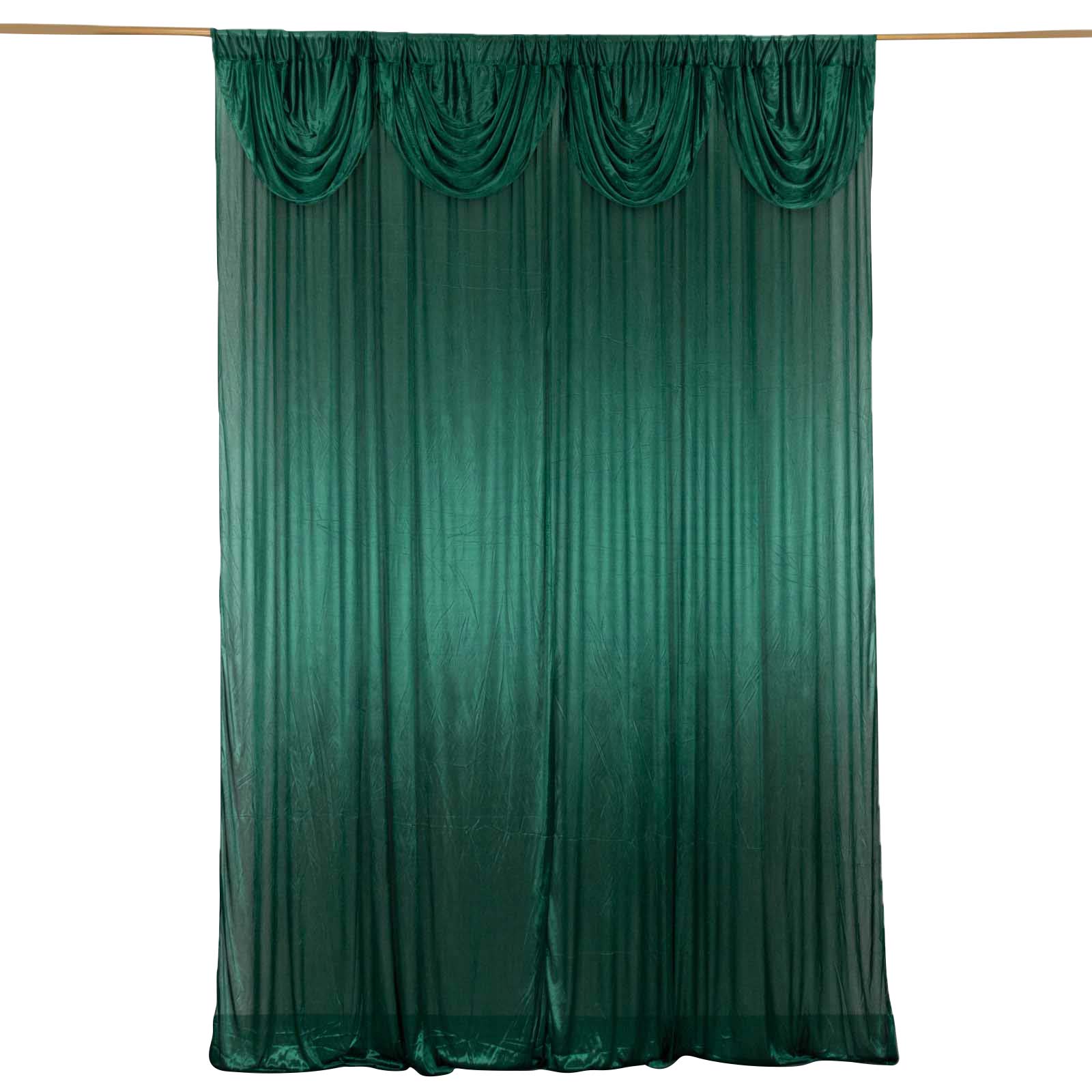 10ftx10ft Hunter Emerald Green Double Drape Pleated Satin Event Curtain