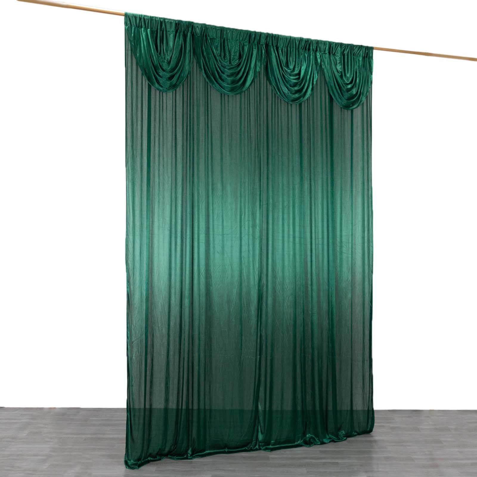 10ftx10ft glossy emerald green pleated satin event curtain drapes