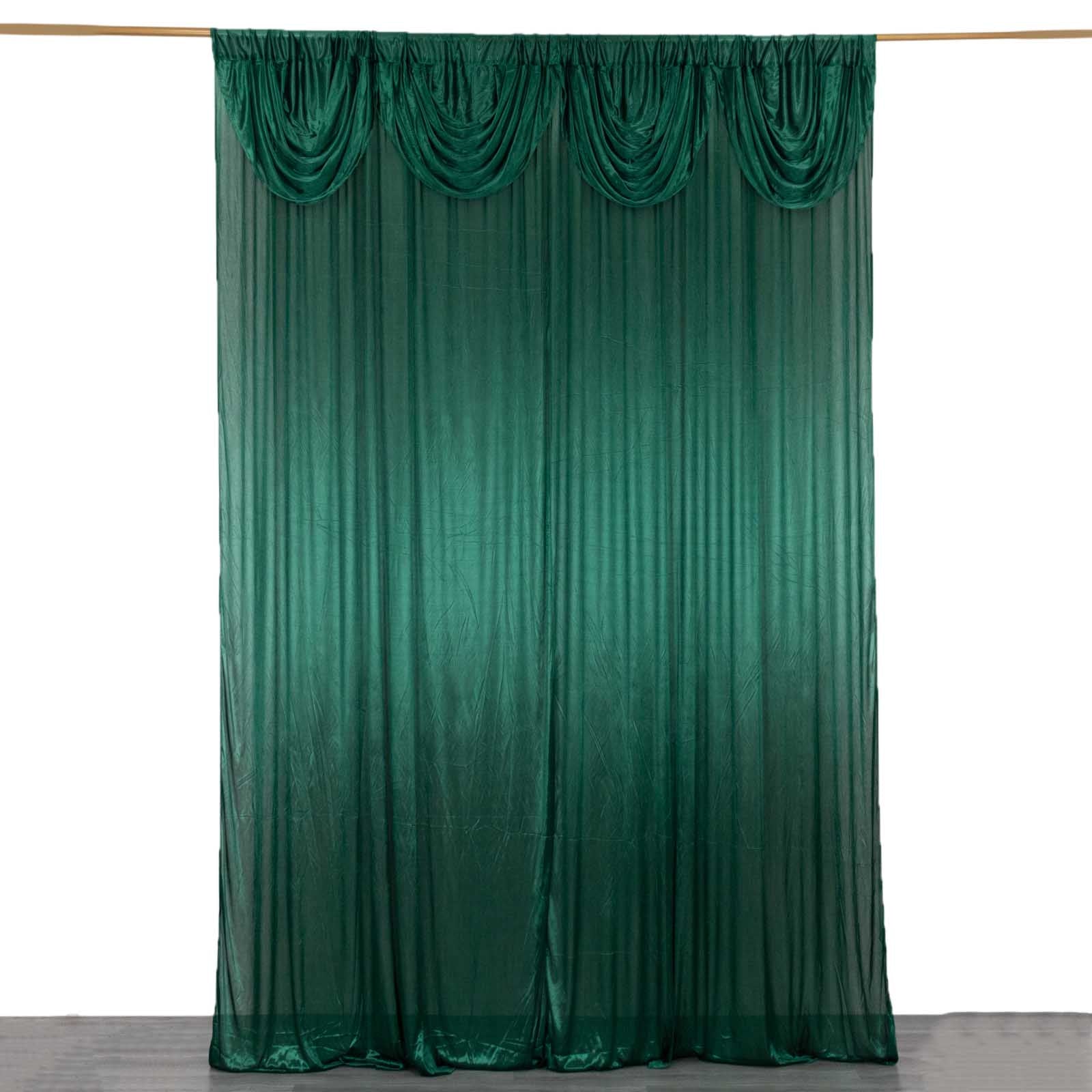 10ftx10ft Hunter Emerald Green Pleated Satin Event Curtain Drapes