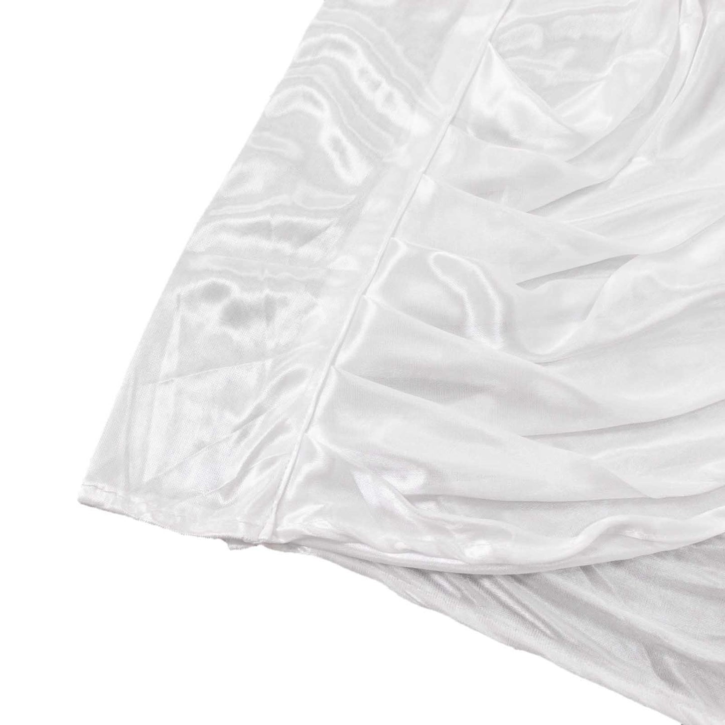 White satin event curtain drape, glossy photo backdrop panel.