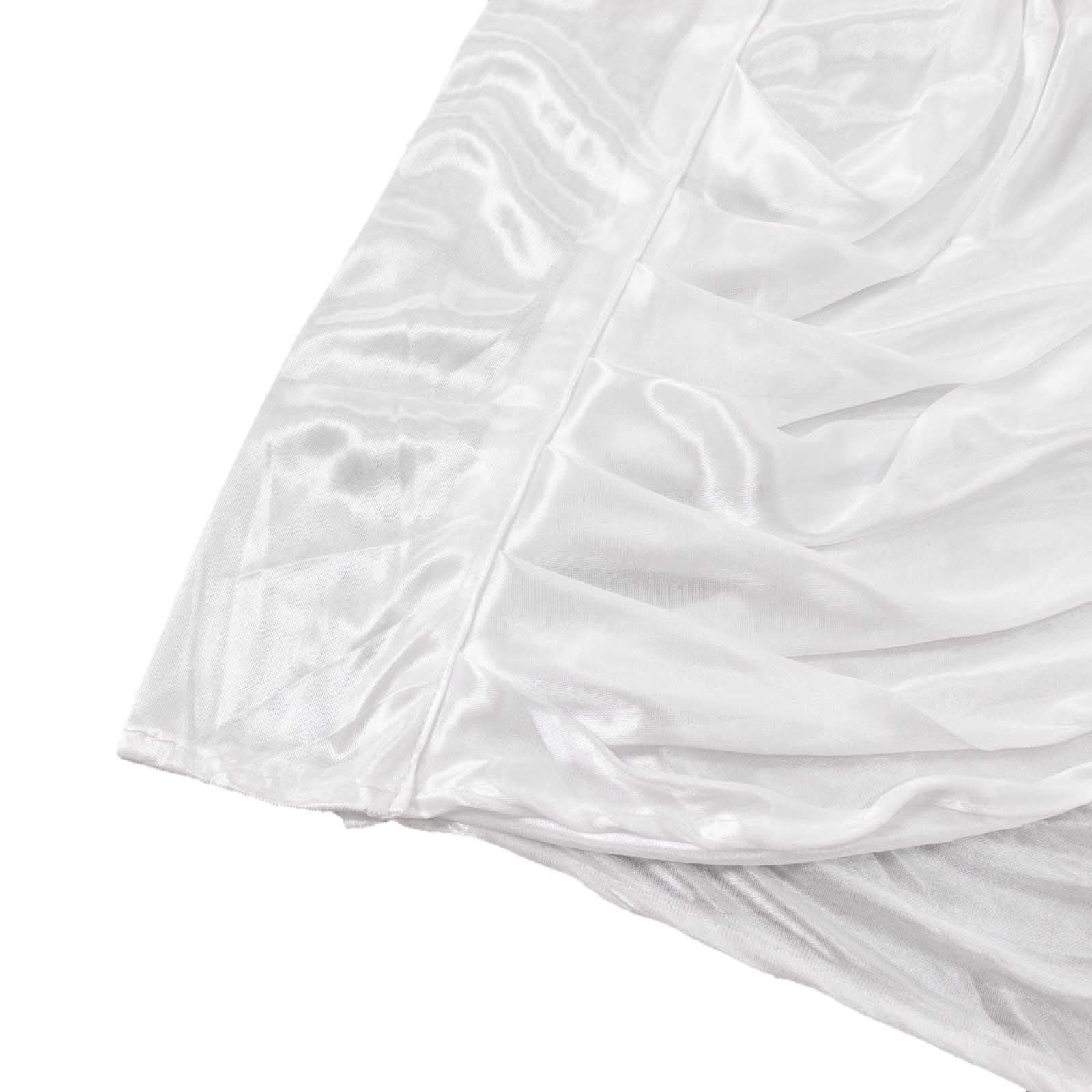 White satin event curtain drape, glossy photo backdrop panel.