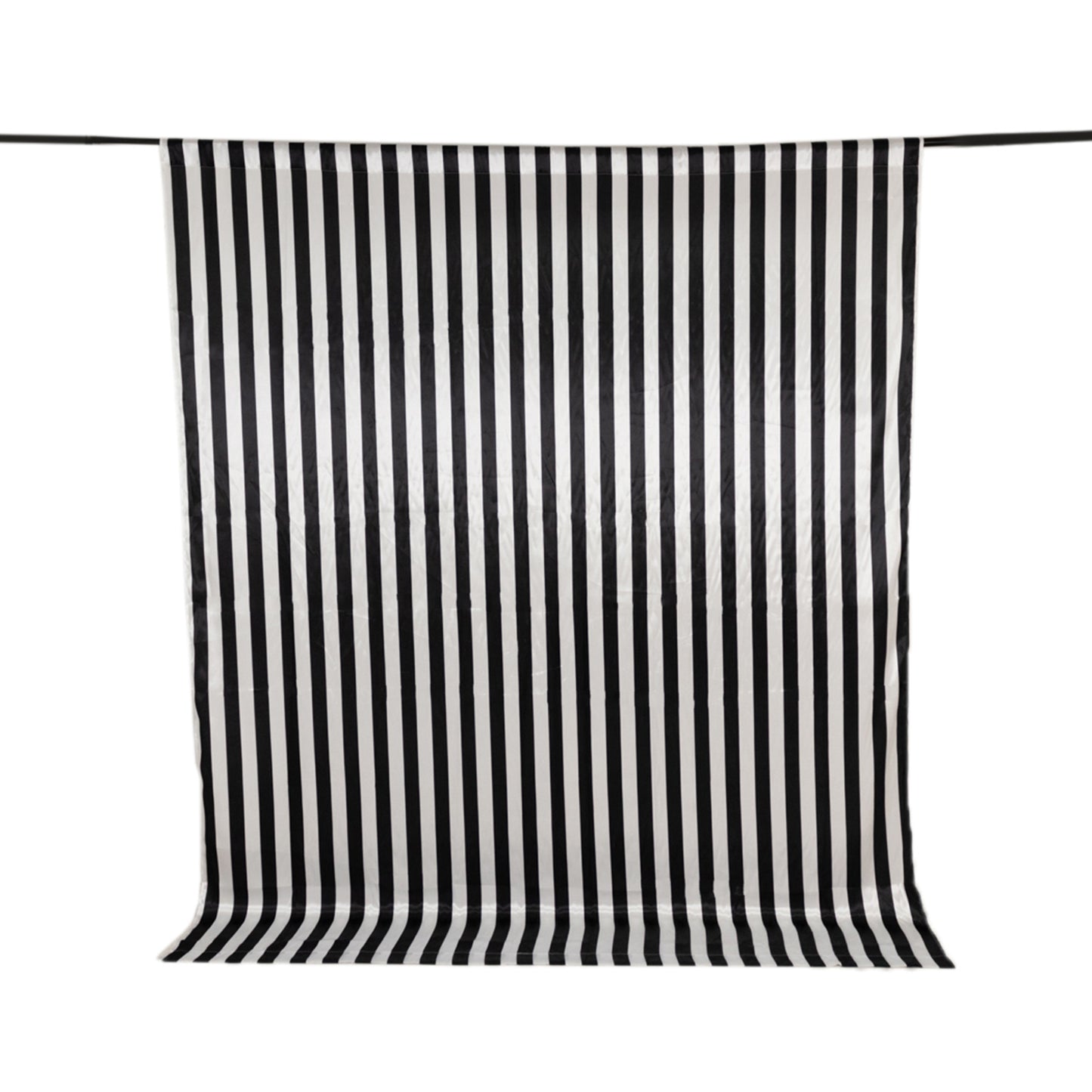 Black White Striped Satin Backdrop Curtain Drapery, Glossy Event Photography Background Room Divider Curtain Panel - 8ftx10ft