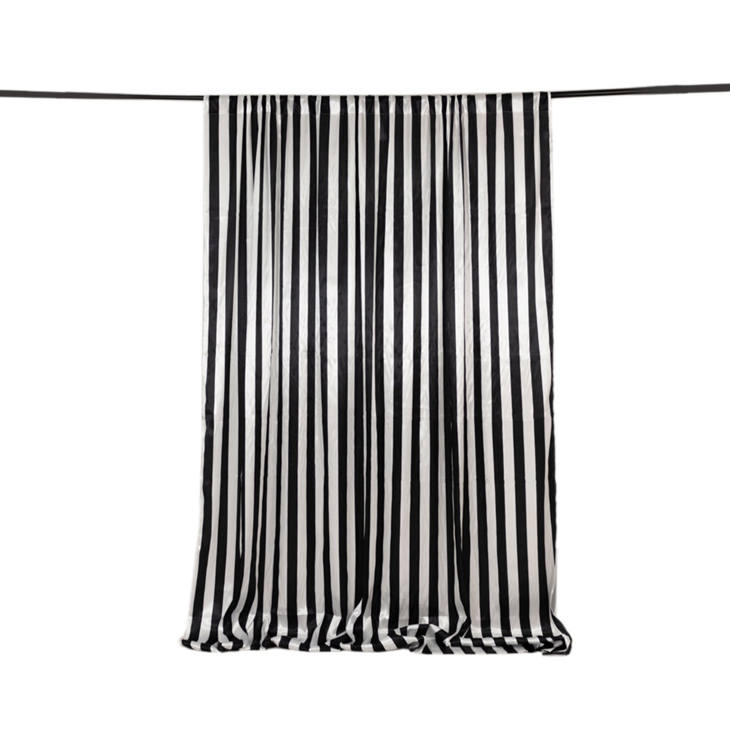 Black White Striped Satin Backdrop Curtain Drapery, Glossy Event Photography Background Room Divider Curtain Panel - 8ftx10ft