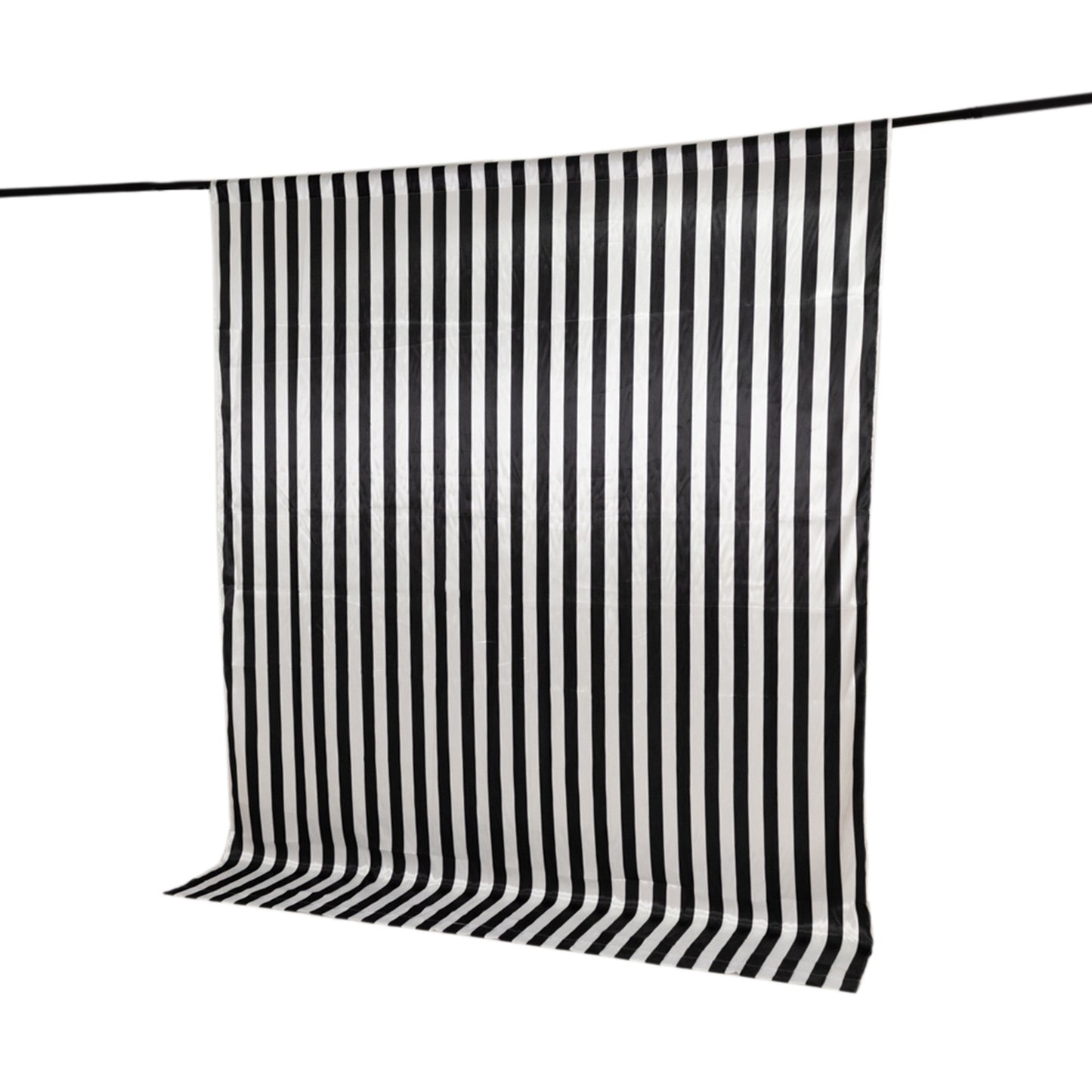 Black White Striped Satin Backdrop Curtain Drapery, Glossy Event Photography Background Room Divider Curtain Panel - 8ftx10ft