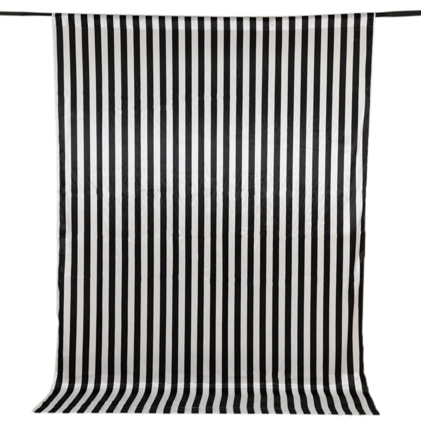 Black White Striped Satin Backdrop Curtain Drapery, Glossy Event Photography Background Room Divider Curtain Panel - 8ftx10ft