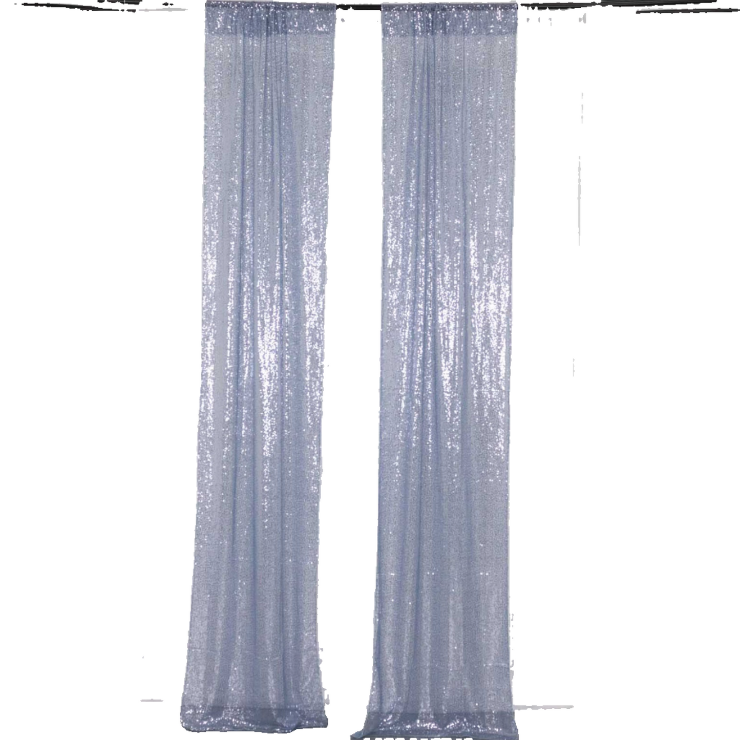 2 Pack Dusty Blue Sequin Event Curtain Drapes with Rod Pockets, Seamless Backdrop Event Panels - 8ftx2ft