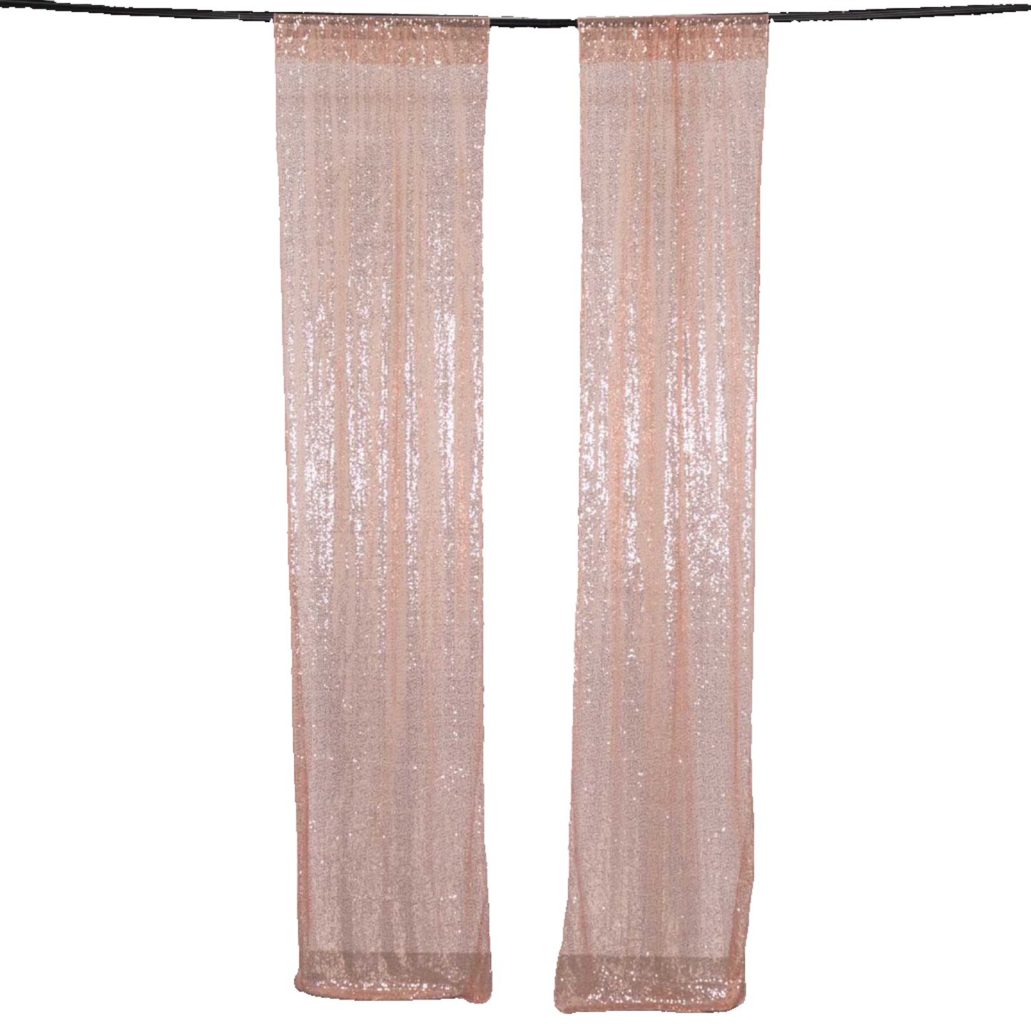 2 Pack Rose Gold Sequin Event Curtain Drapes with Rod Pockets, Seamless Backdrop Event Panels - 8ftx2ft