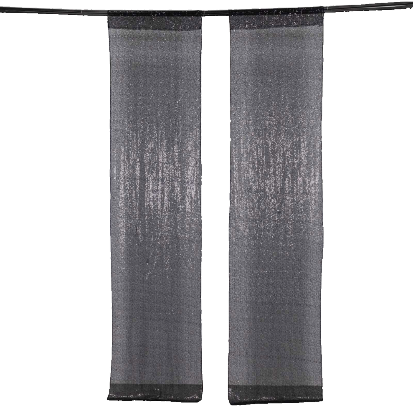 2 Pack Black Sequin Event Curtain Drapes with Rod Pockets, Seamless Backdrop Event Panels - 8ftx2ft