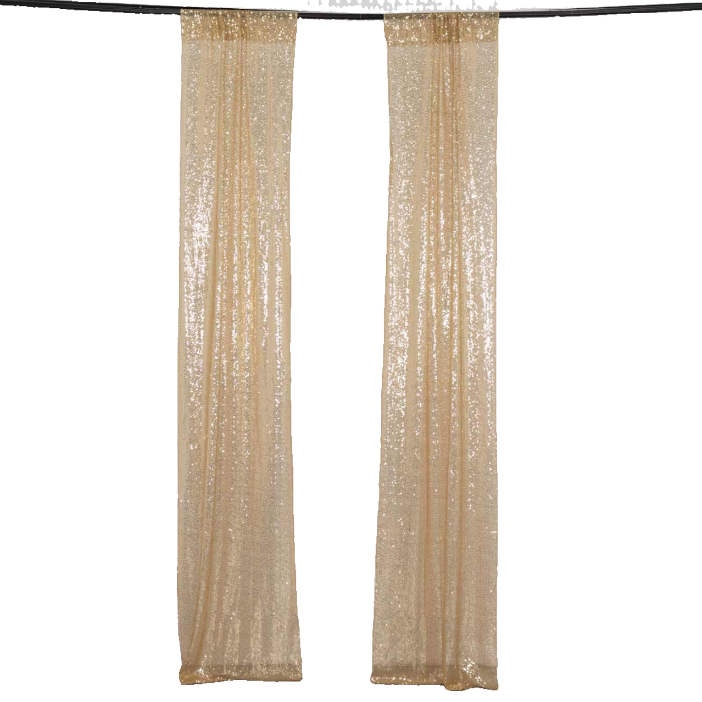 2 Pack Champagne Sequin Event Curtain Drapes with Rod Pockets, Seamless Backdrop Event Panels - 8ftx2ft