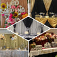 Champagne metallic shimmer tinsel event curtain drapes backdrop panel.