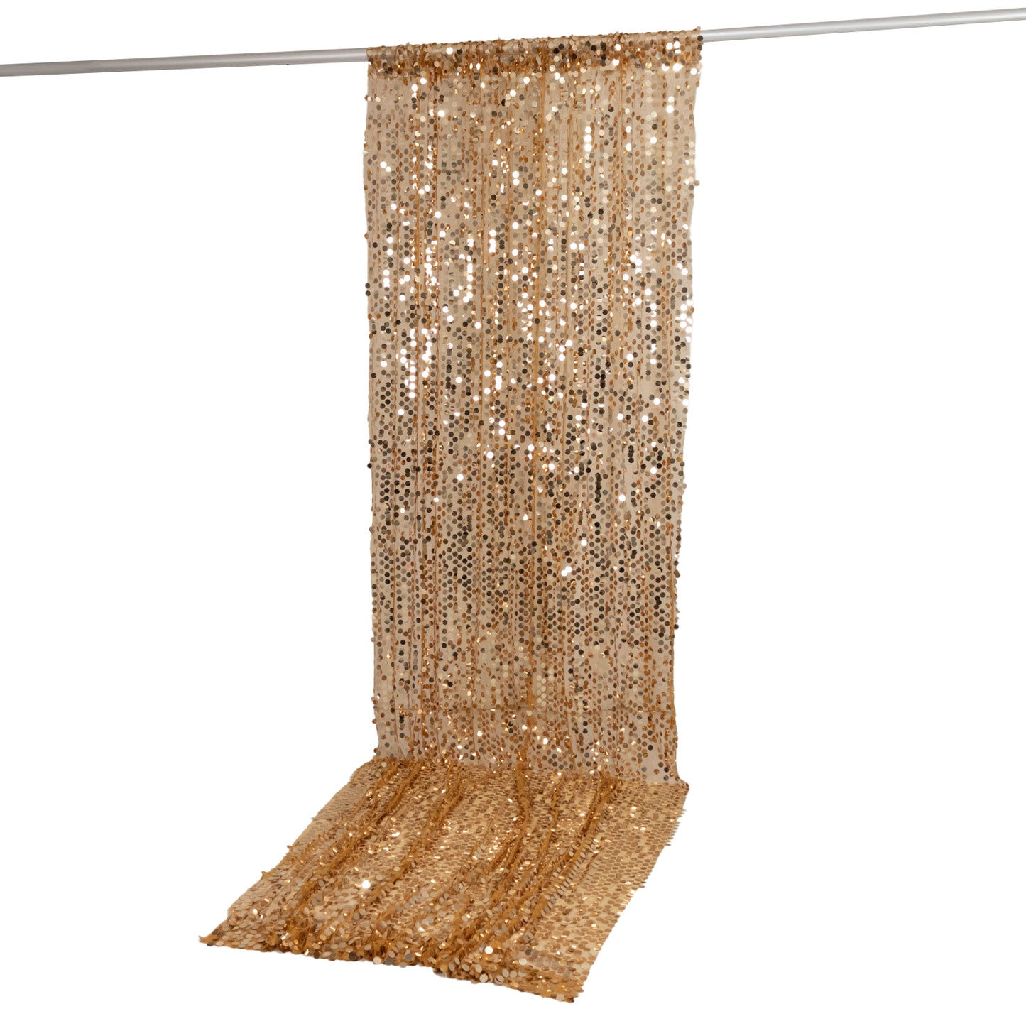 Gold Large Payette Sequin Backdrop Curtain 5ft x 12ft - Big Round Sequin Event Photography Panel wit