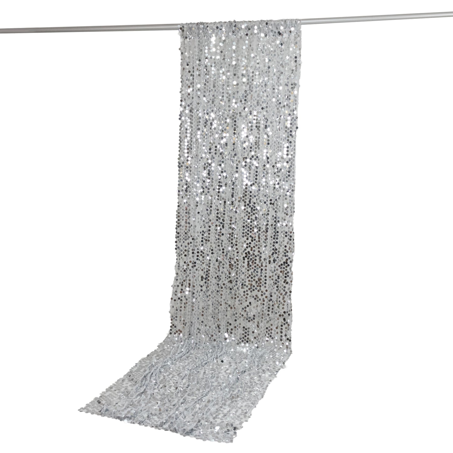 Silver Large Payette Sequin Backdrop Curtain 5ft x 12ft - Big Round Sequin Event Photography Panel w