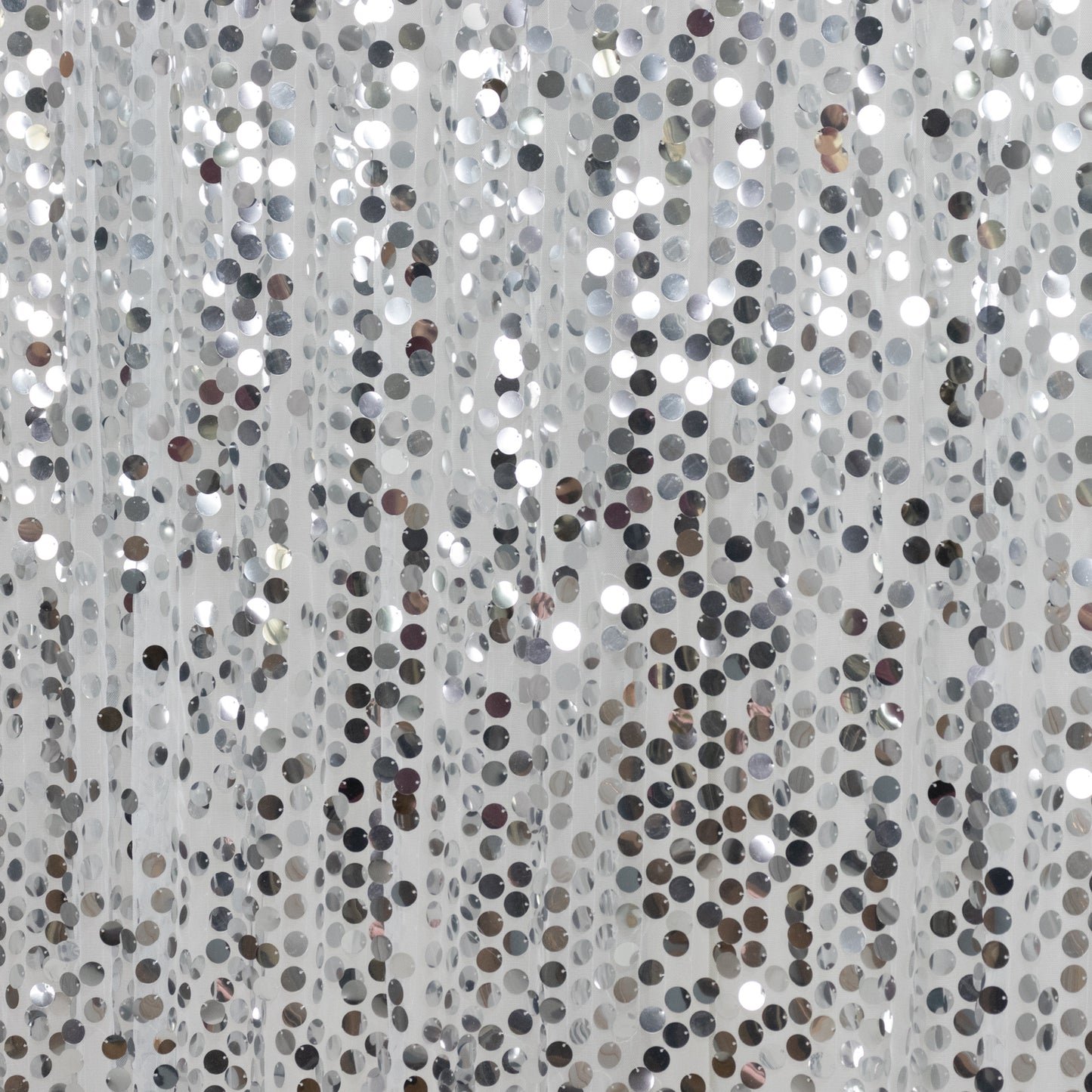 Silver Large Payette Sequin Backdrop Curtain 5ft x 12ft - Big Round Sequin Event Photography Panel w