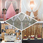 Blush sequin event curtain drapes for elegant backdrops.