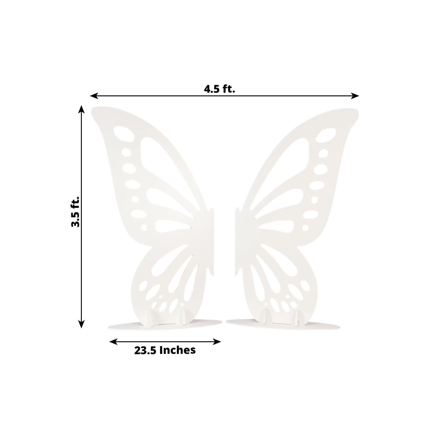 White freestanding wooden butterfly wings backdrop photo prop, 4.5ft x 3.5ft.
