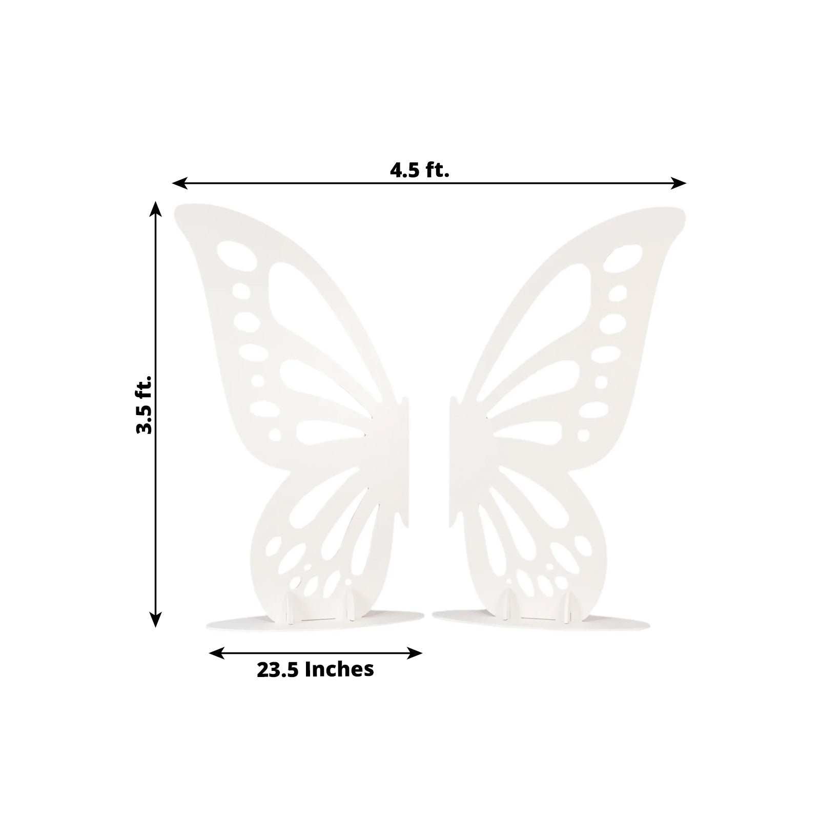 White freestanding wooden butterfly wings backdrop photo prop, 4.5ft x 3.5ft.