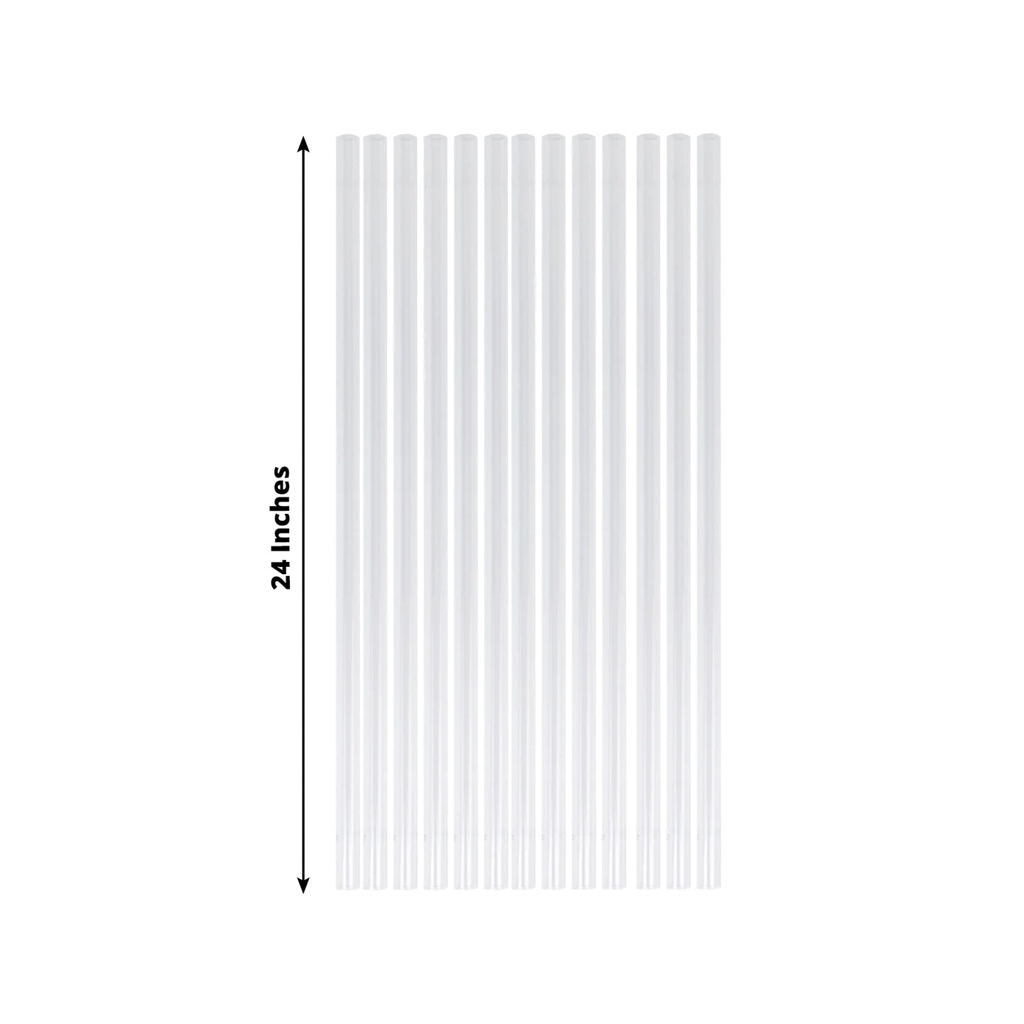 8 Pack Clear Acrylic Ceiling Drape Tubes with Position Fastening Pins and Connectors - 24"