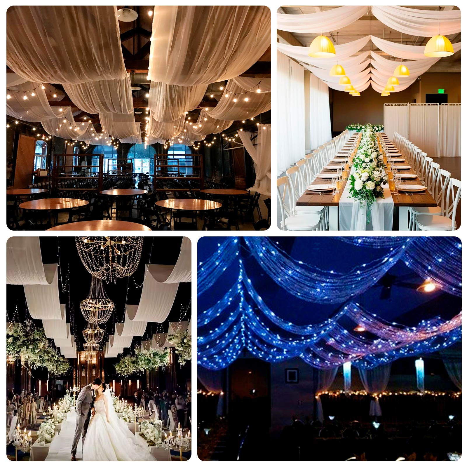 8 Pack Clear Acrylic Ceiling Drape Tubes with Position Fastening Pins and Connectors - 24inch