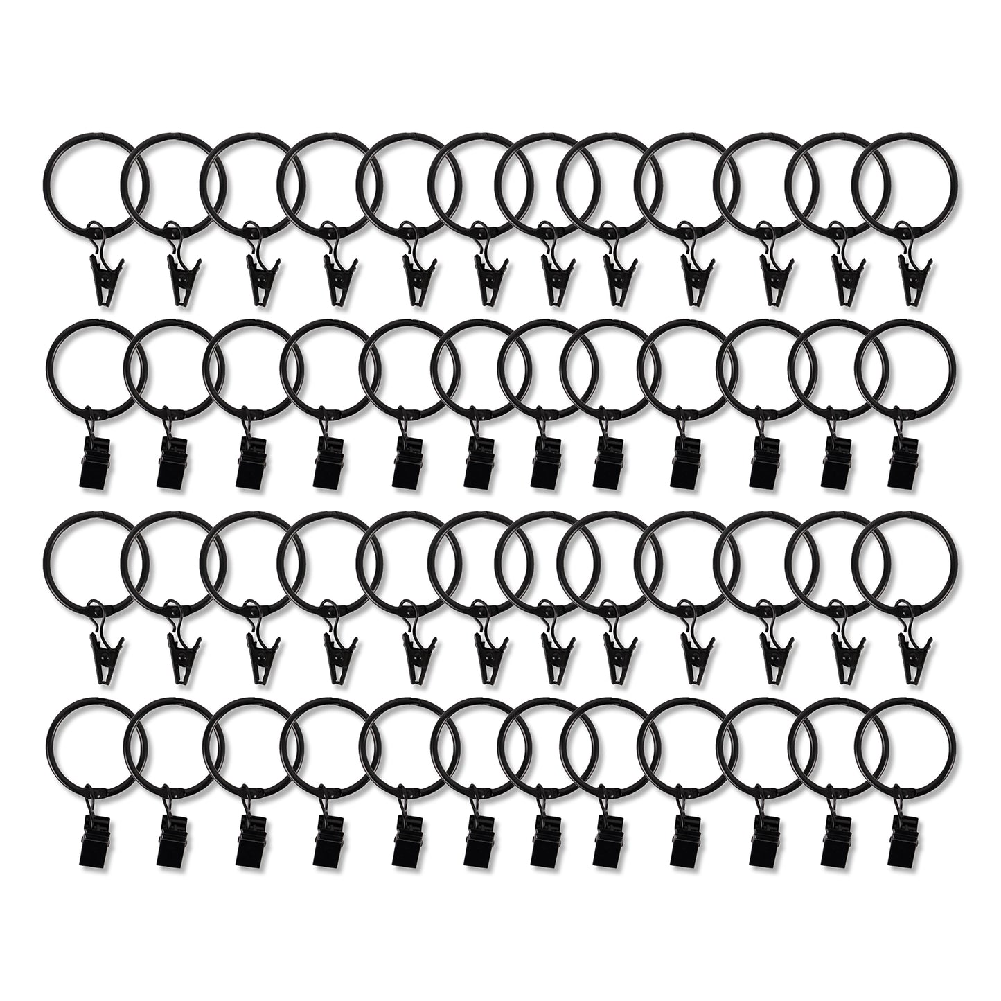 50 Pack Black Metal Openable Curtain Clip Rings, Heavy Duty Rustproof Drapery Backdrop Clip Hangers - 1.5"