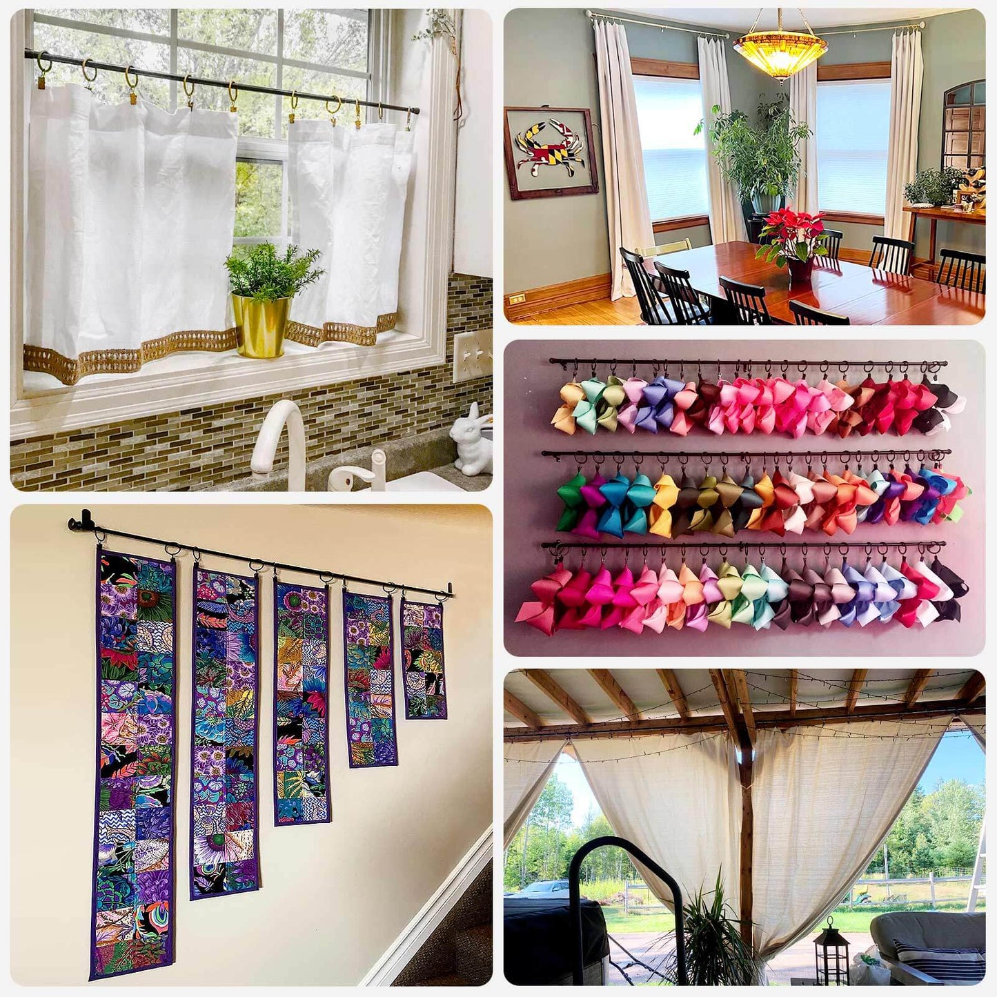 50 Pack Gold Metal Openable Curtain Clip Rings, Heavy Duty Rustproof Decorative Drapery Rod Clips Hangers - 1.5"