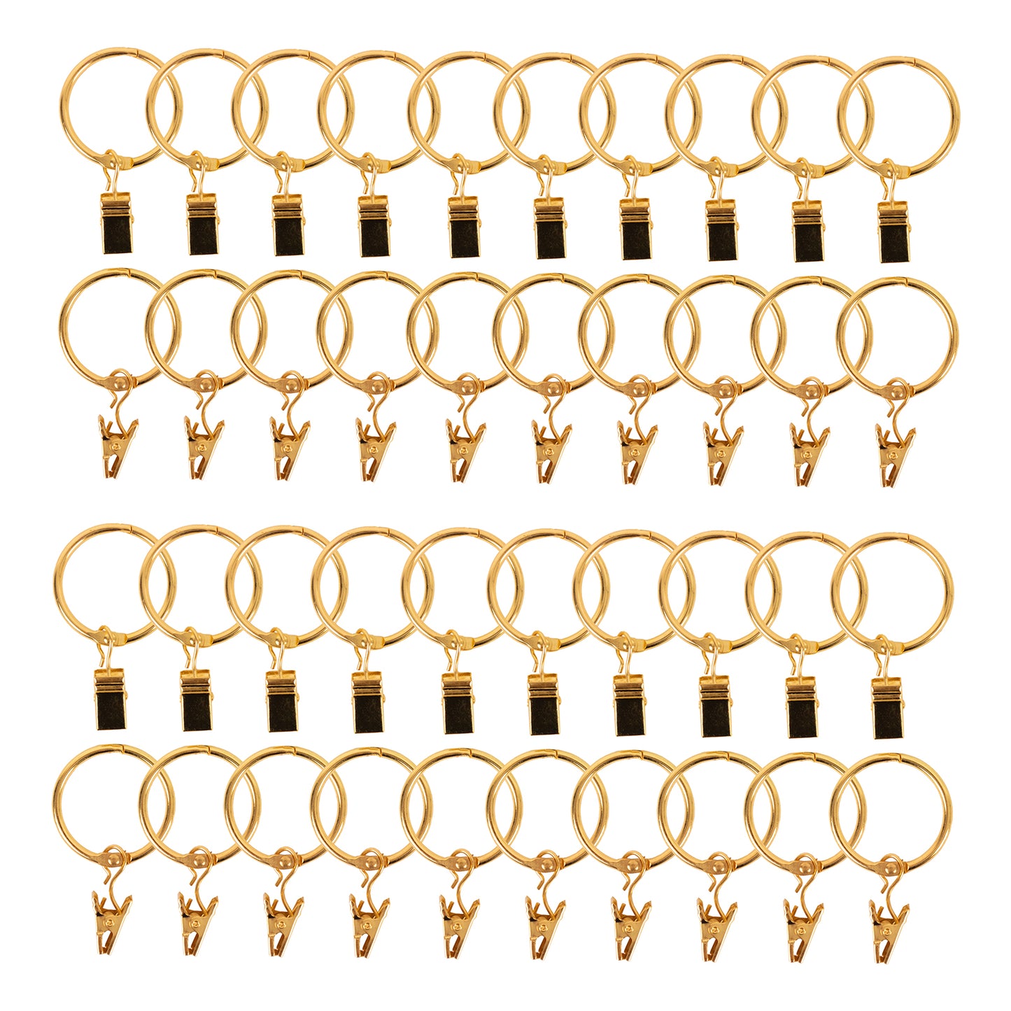 50 Pack Gold Metal Openable Curtain Clip Rings, Heavy Duty Rustproof Drapery Backdrop Clip Hangers - 1.5"