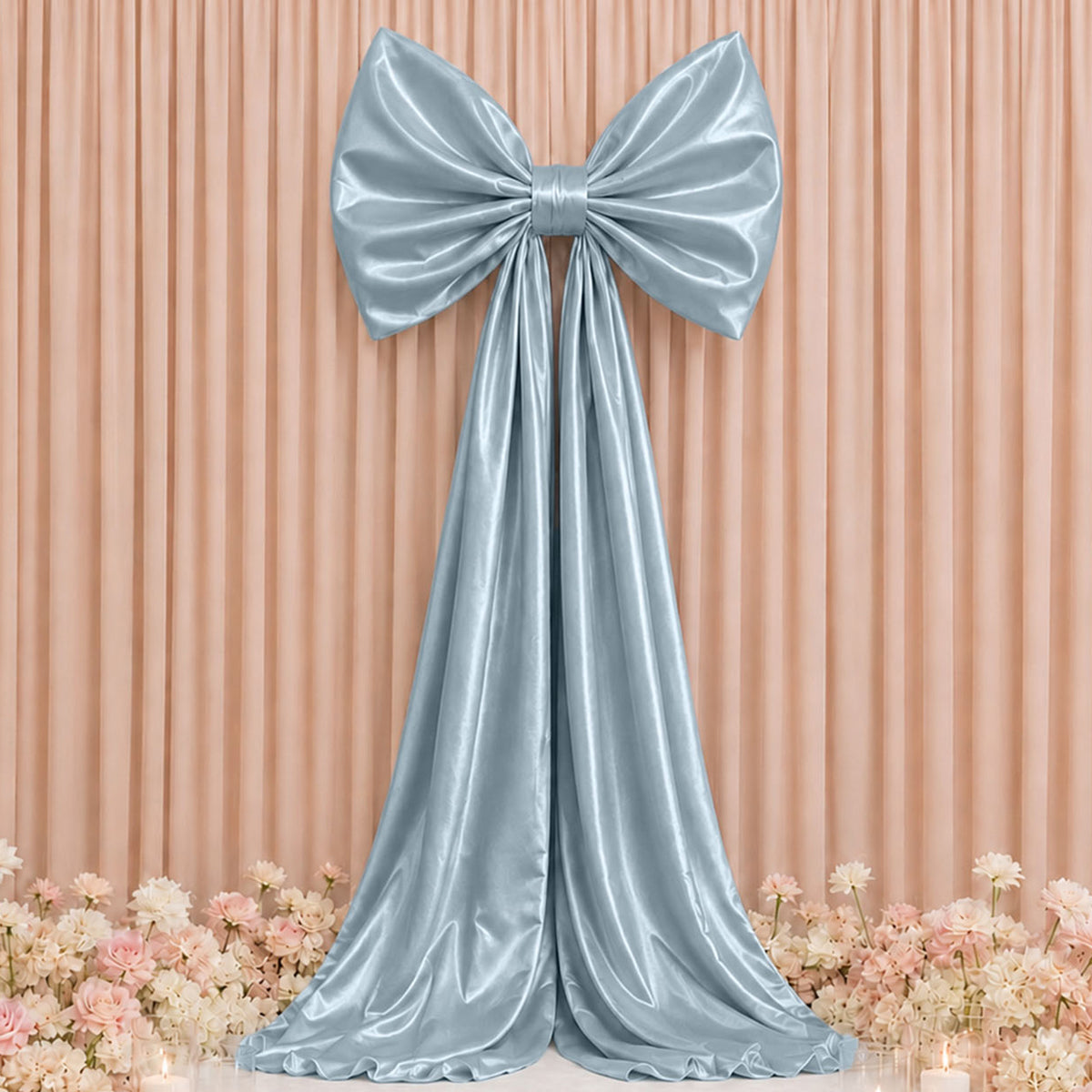 Giant Satin Bow Backdrop Decor, 10ft, Light Blue – Weddings, Birthdays & Baby Showers