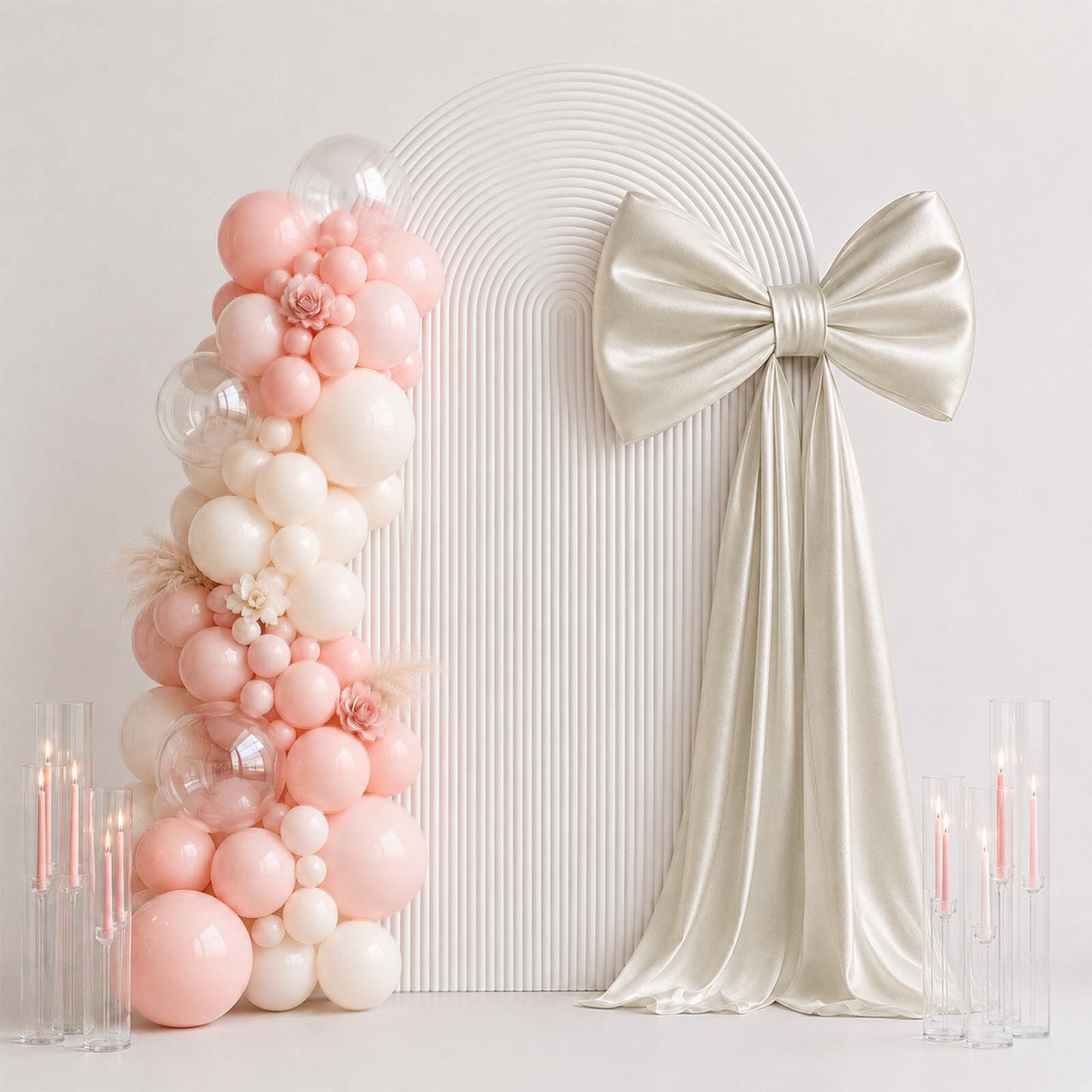 7ft Giant Beige Bow Tie Décor for Backdrops – Wedding & Event Photo Booth Decoration