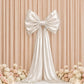7ft Giant Beige Satin Bow Tie Décor for Backdrops – Wedding & Event Photo Booth Decoration