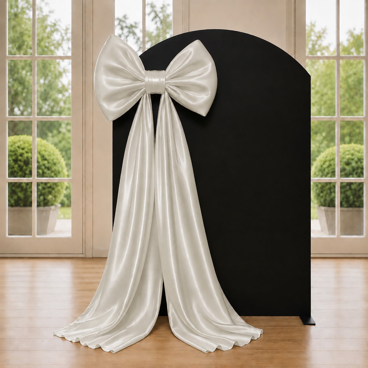 7ft Giant Beige Bow Tie Décor for Backdrops – Wedding & Event Photo Booth Decoration