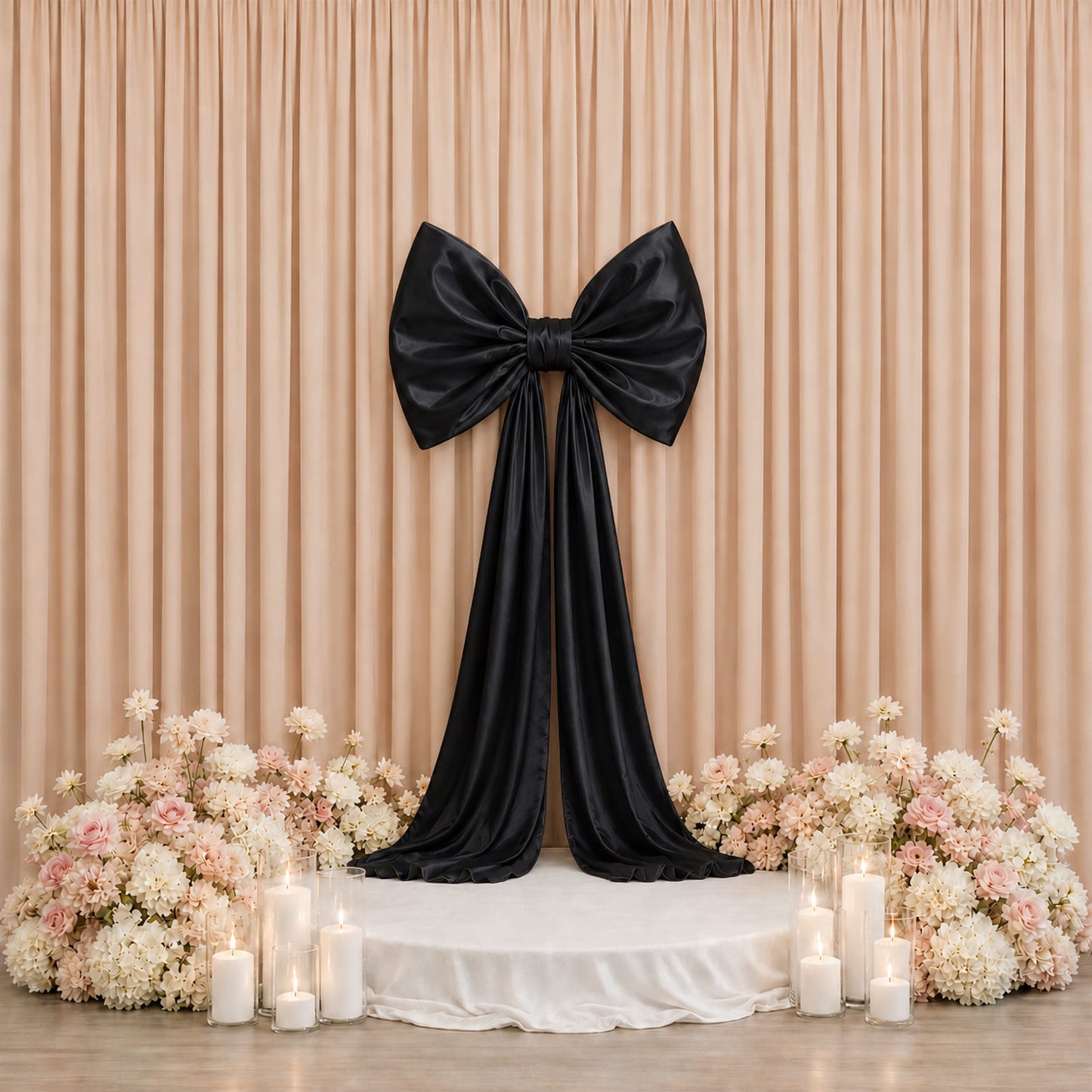7ft Giant Black Bow Tie Décor for Backdrops – Wedding & Event Photo Booth Decoration