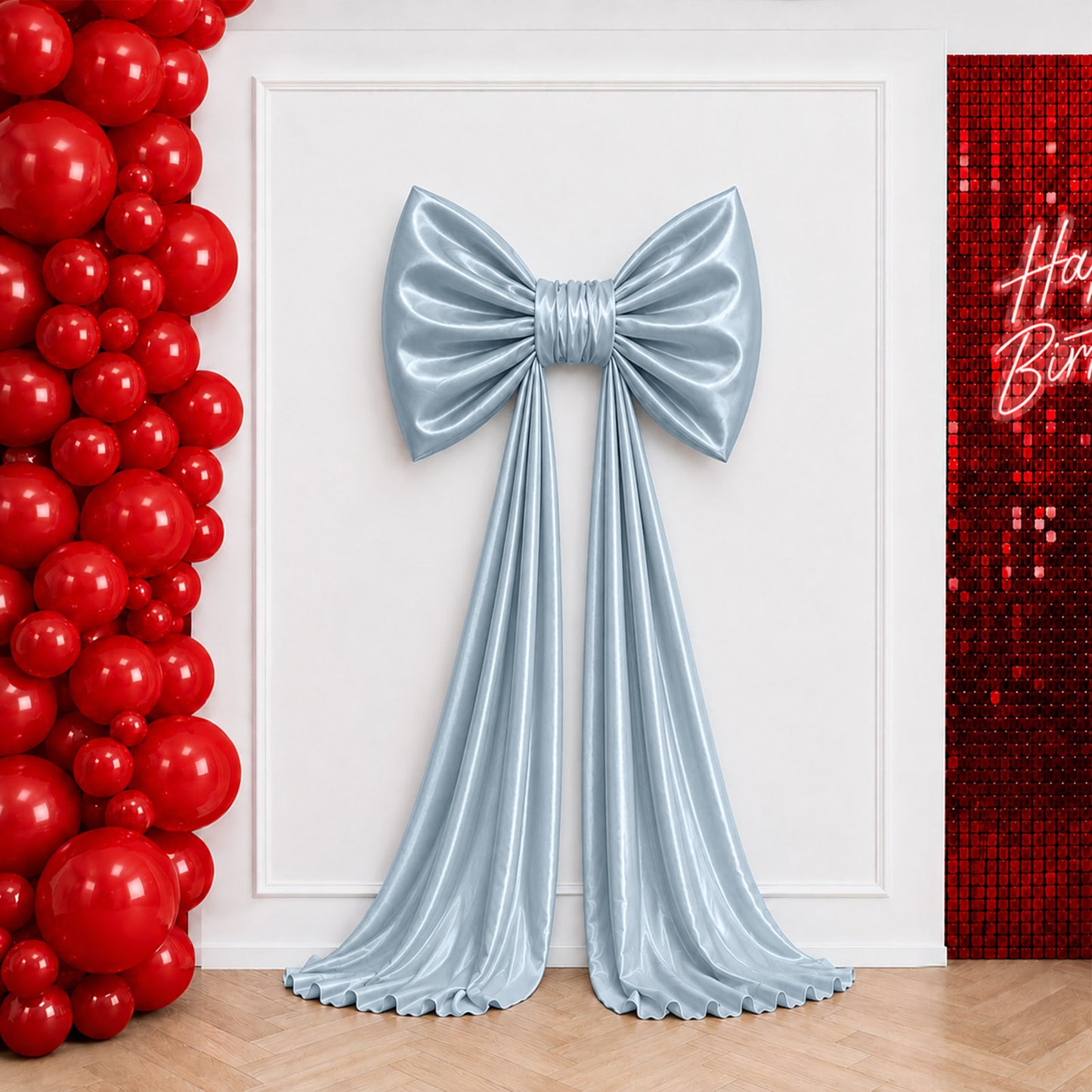 7ft Giant Light Blue Bow Tie Décor for Backdrops – Wedding & Event Photo Booth Decoration