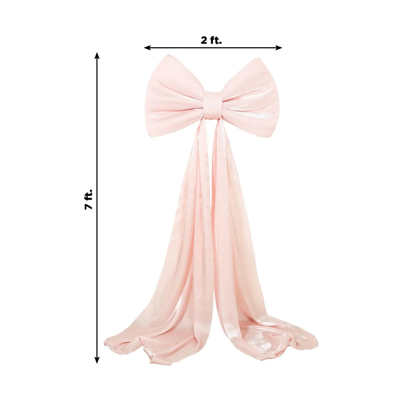 7ft giant blush pink bow tie décor for wedding and event backdrops.