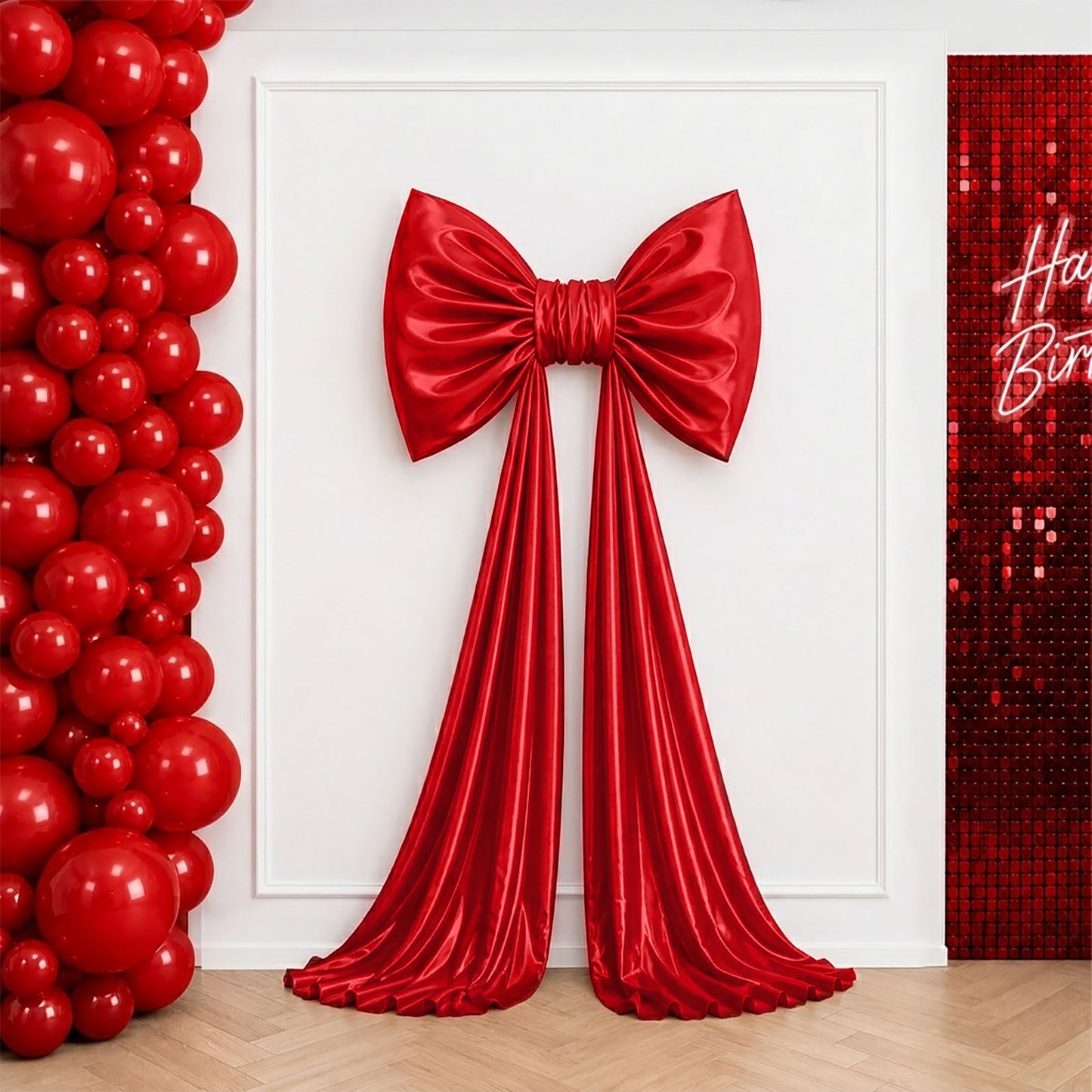 7ft Giant Red Bow Tie Décor for Backdrops – Wedding & Event Photo Booth Decoration