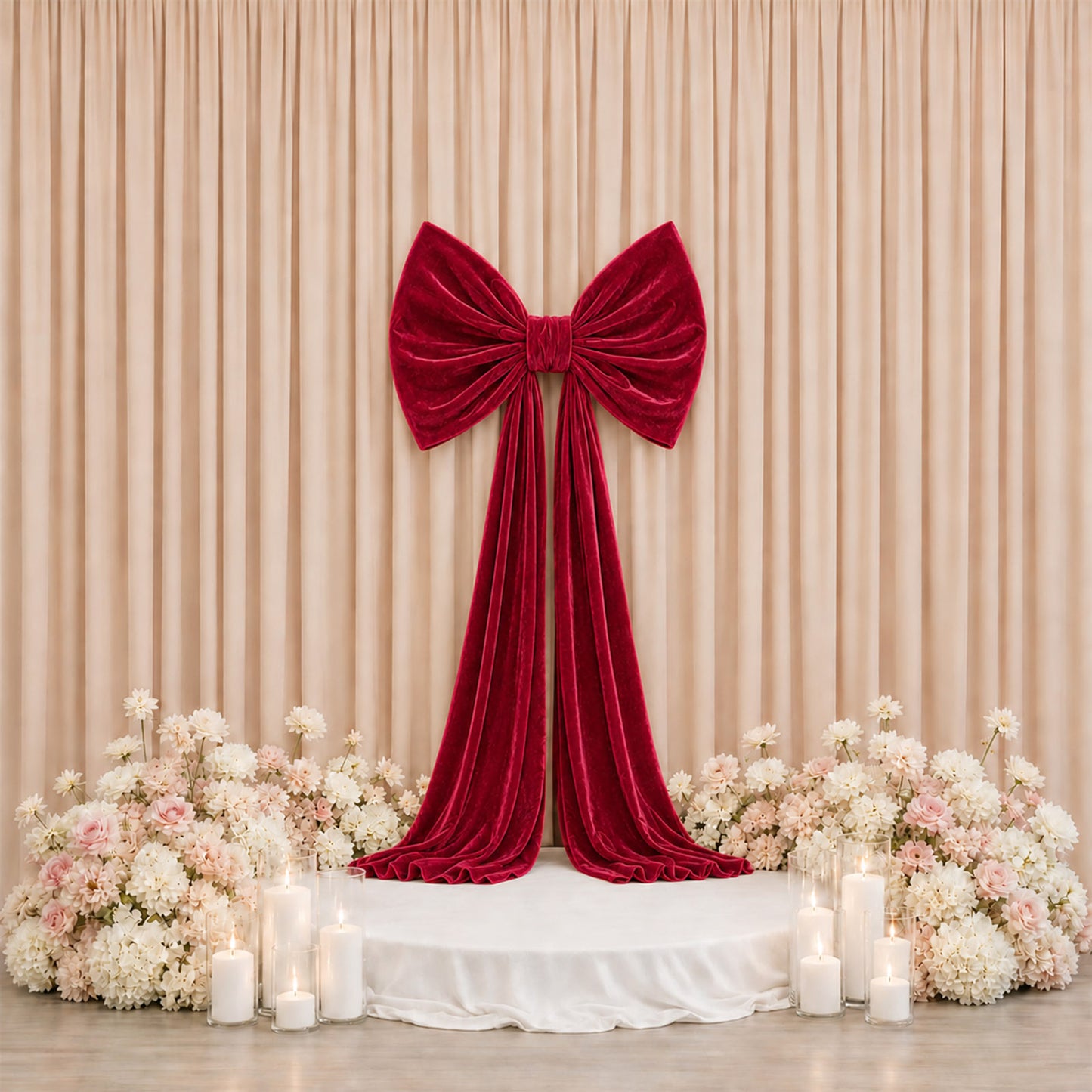 7ft Burgundy Velvet Giant Bow Tie Décor for Weddings, Galas & Events - Oversized Decorative Backdrop