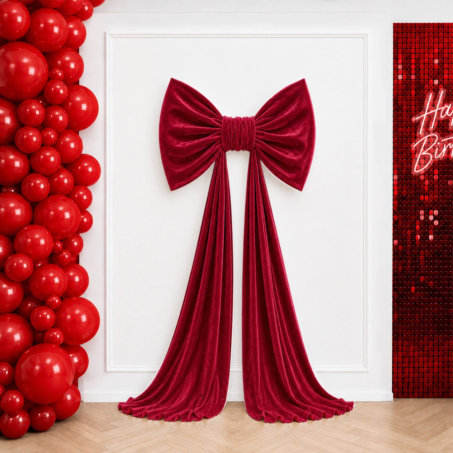 7ft Burgundy Velvet Giant Bow Tie Décor for Weddings, Galas & Events - Oversized Decorative Backdrop