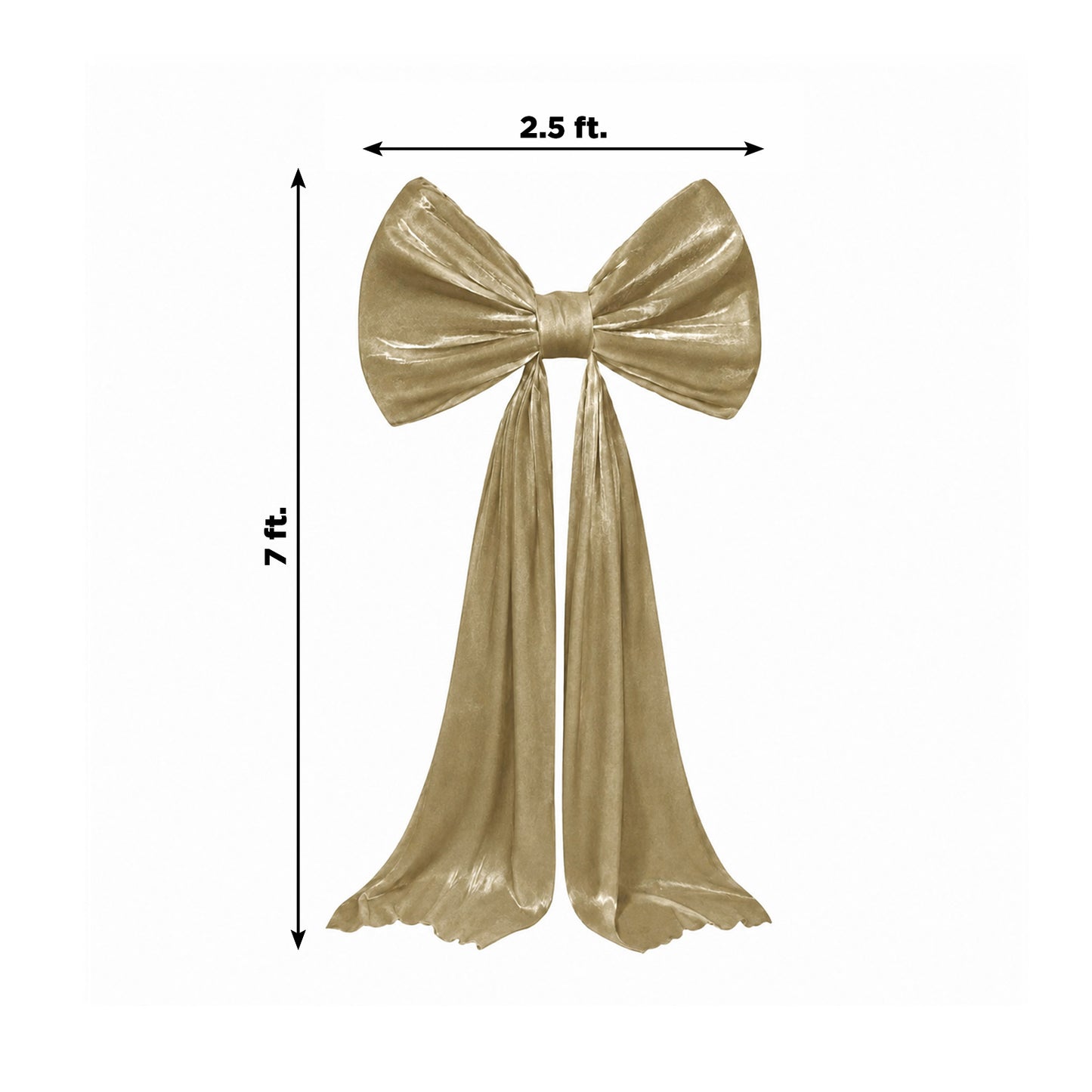 7ft Champagne Gold Velvet Giant Bow Tie Décor for Weddings, Galas & Events - Oversized Decorative Ba