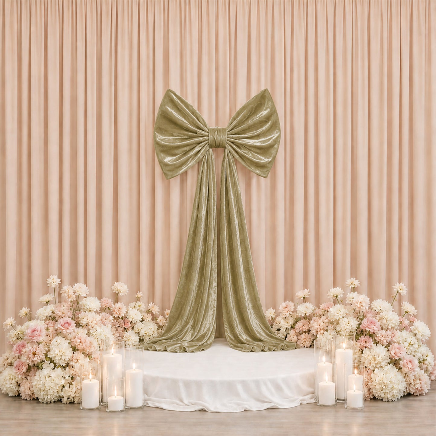 7ft Gold Velvet Giant Bow Tie Décor for Weddings, Galas & Events - Oversized Decorative Backdrop Bow