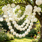 Foam Pearl Garland White 6ft Long with 20 Count 4" Pearls - Hanging Strand for Backdrop Decor