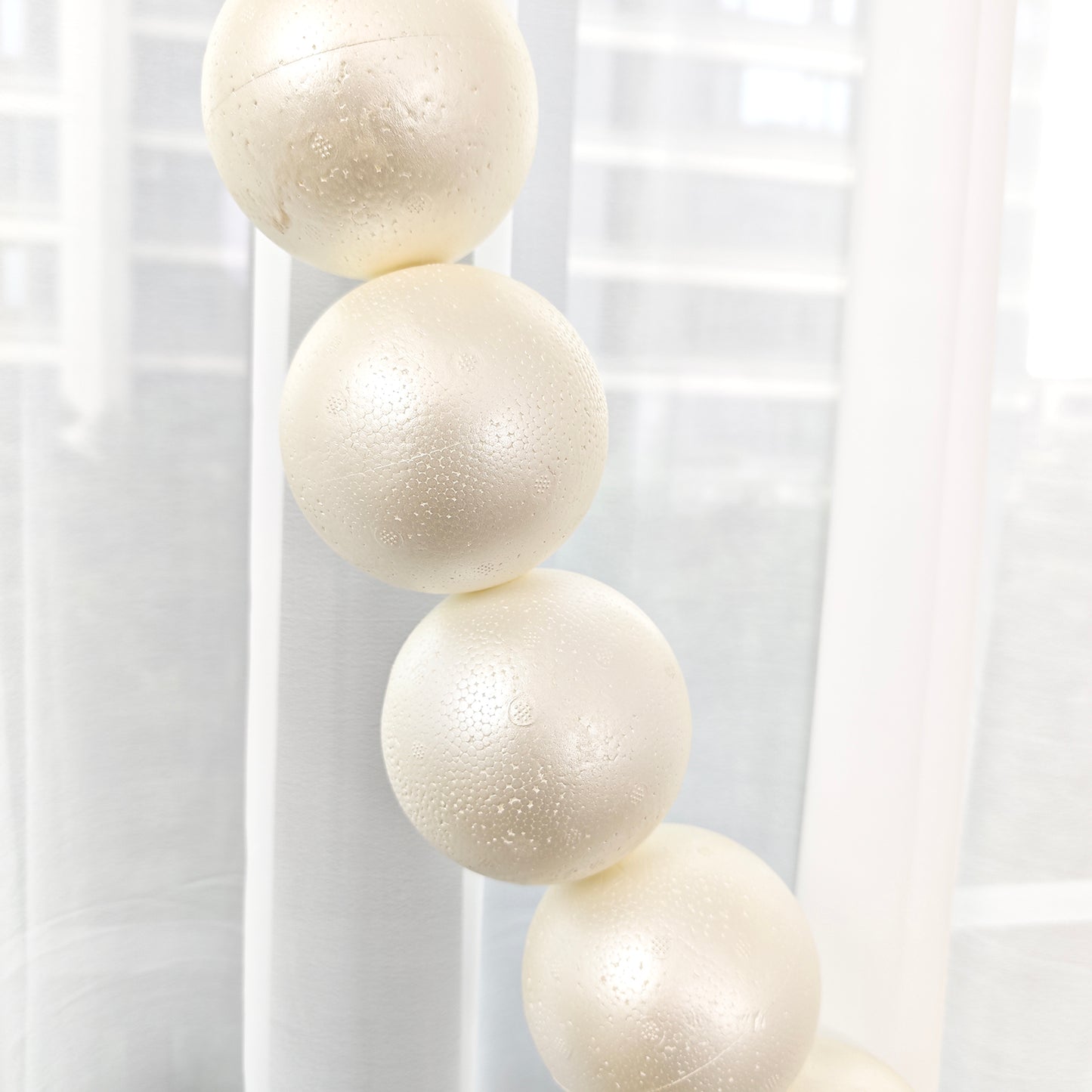Foam Pearl Garland White 6ft Long with 20 Count 4" Pearls - Hanging Strand for Backdrop Decor