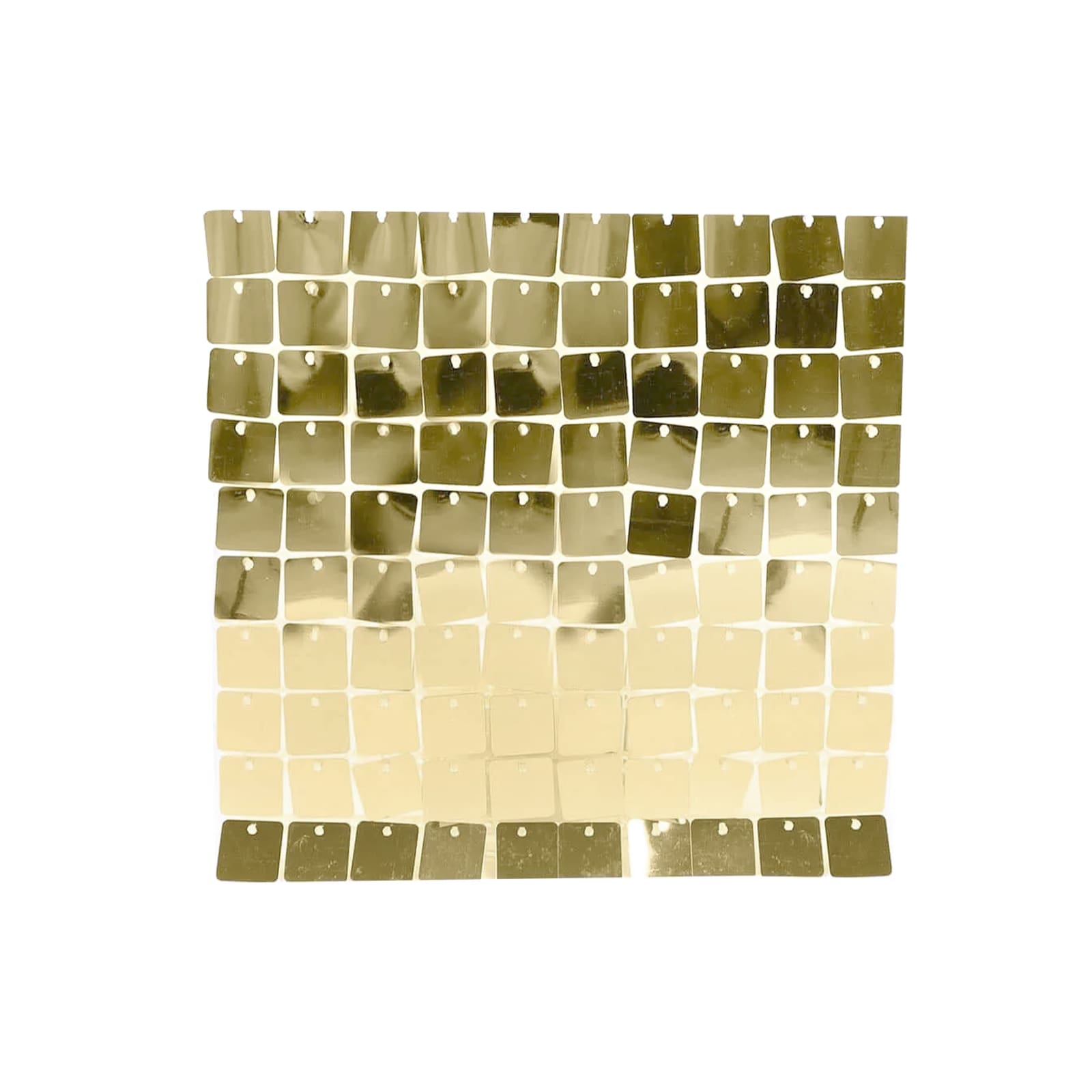 Shiny gold square sequin shimmer wall backdrop for party decor.