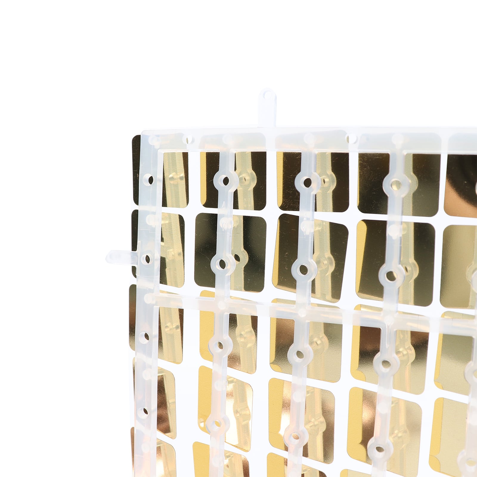 Shiny gold sequin wall backdrop panels for party decor.