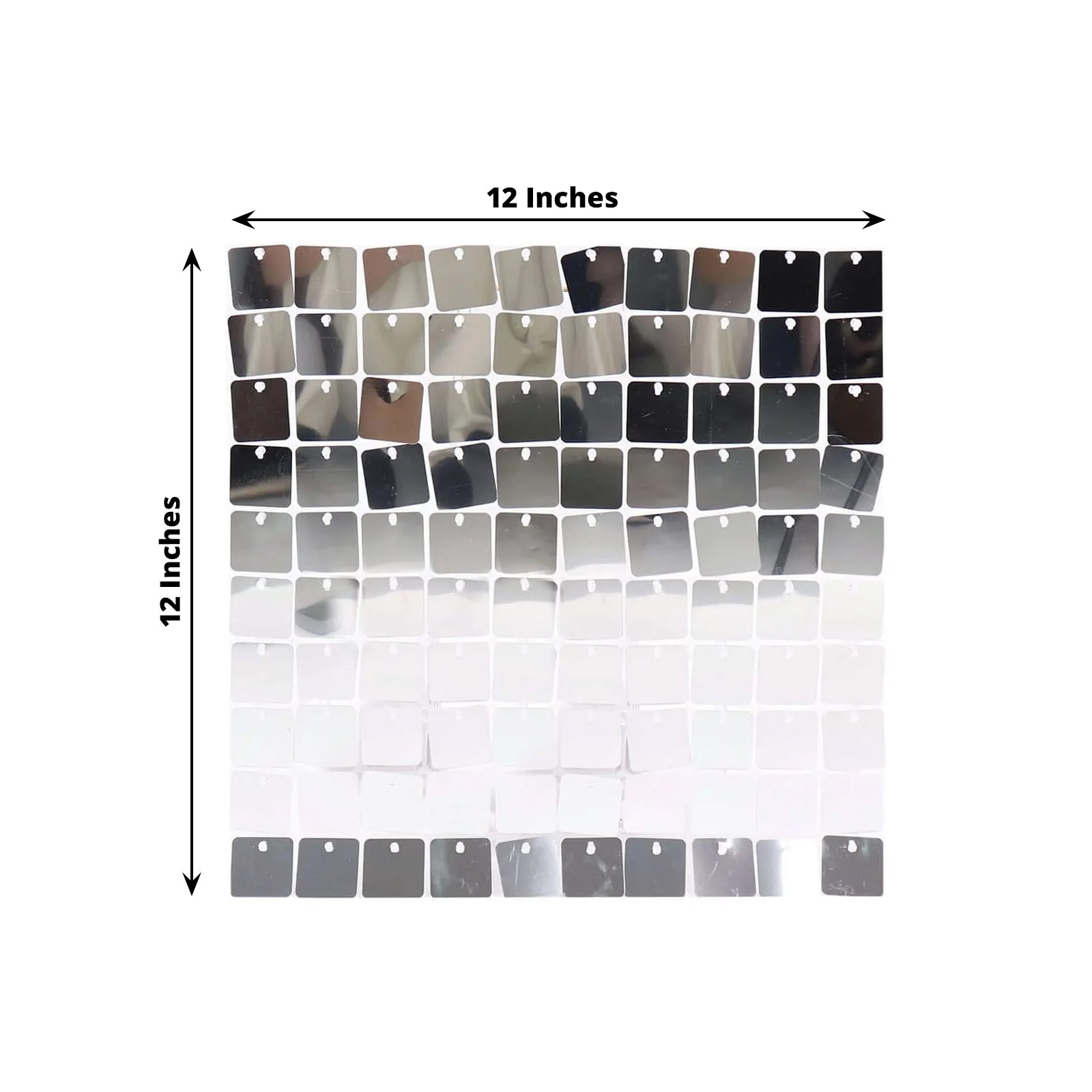 Shiny silver square sequin backdrop, perfect for party decor and photo settings.