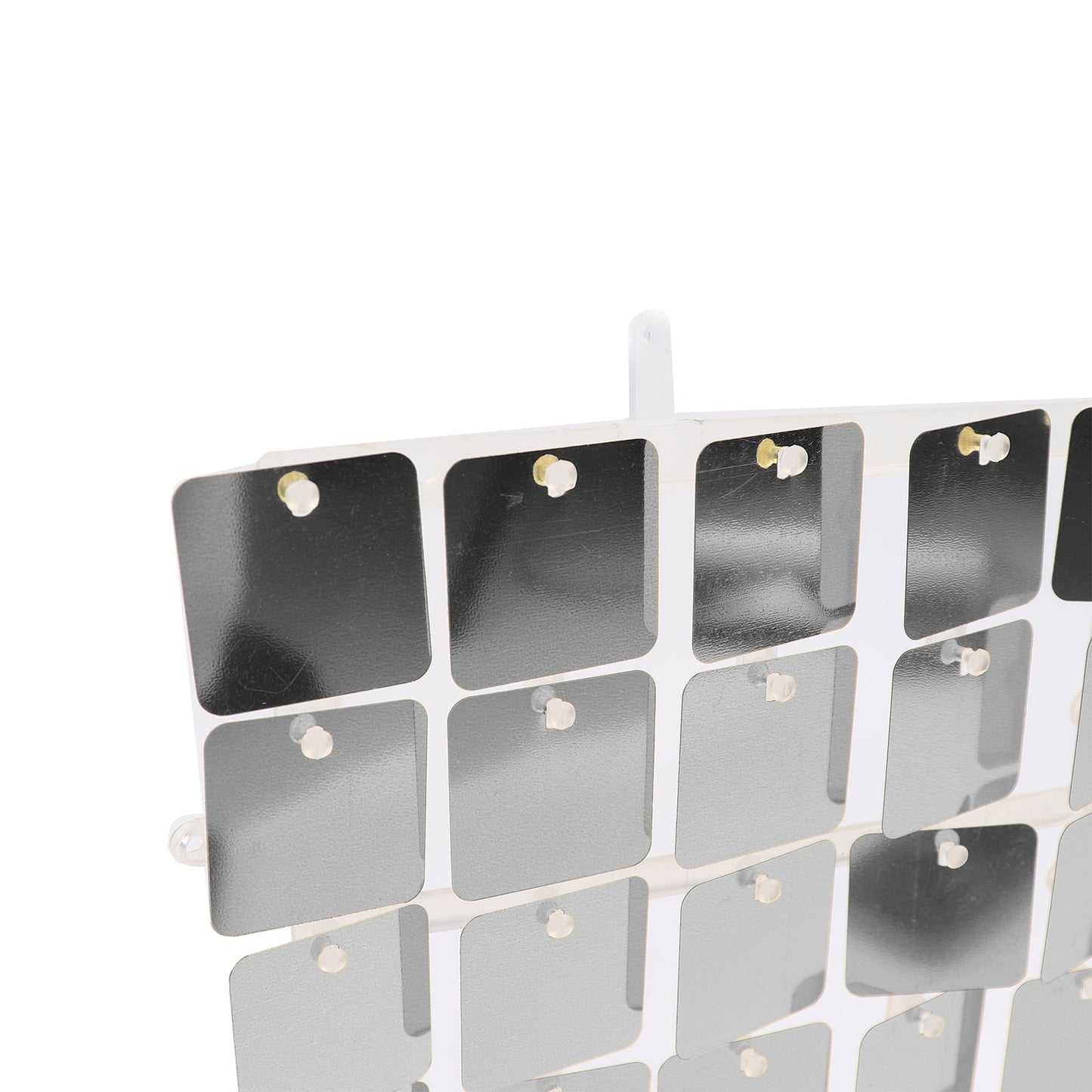 Shiny silver square sequin shimmer wall backdrop panels for party decor.