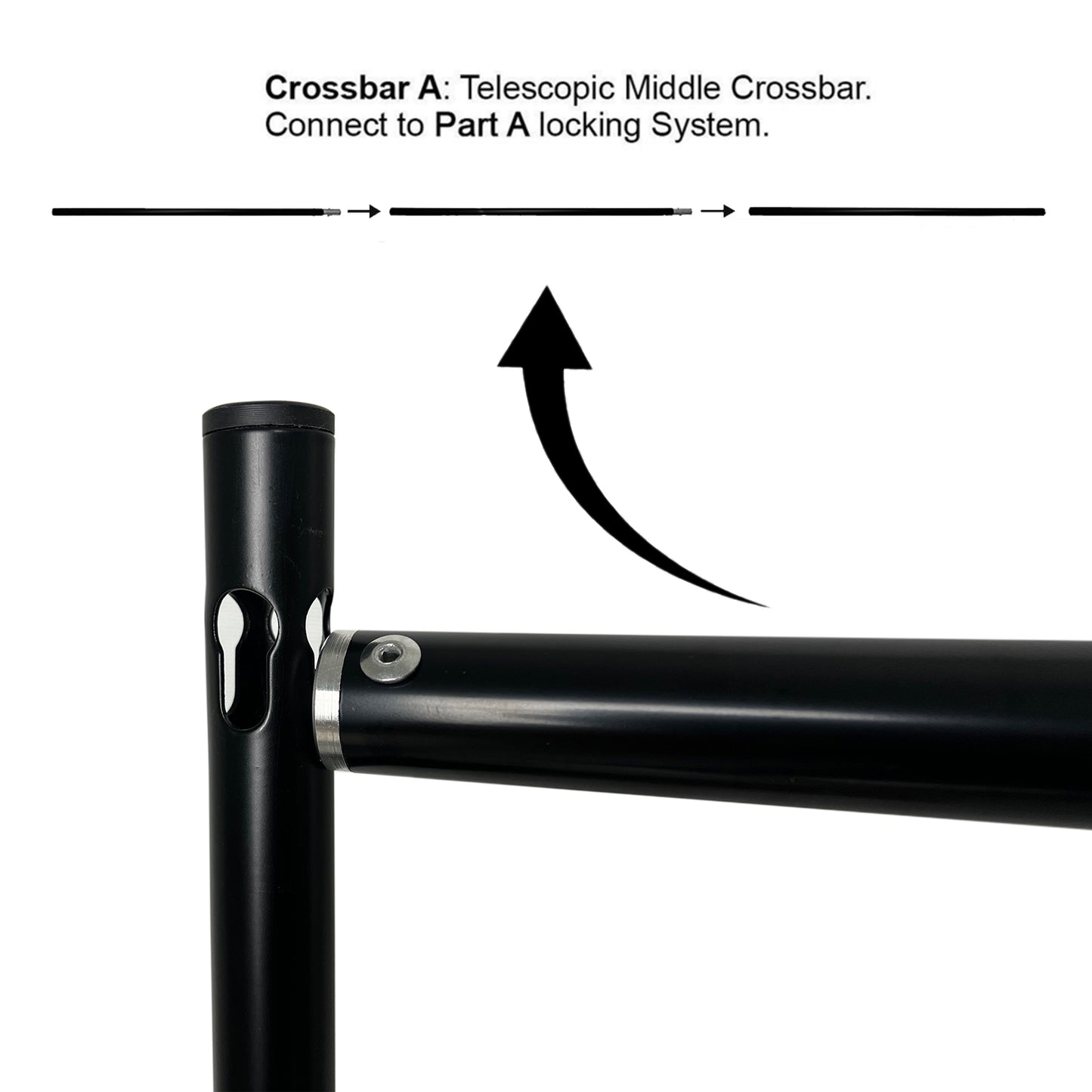 Black metal backdrop stand with reinforced crossbar for photo and event setups.